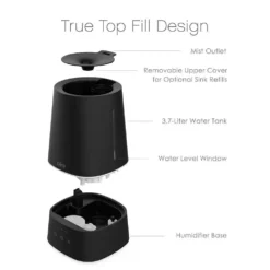 Pure Enrichment Hume Max Top Fill Humidifier in Black -Air Quality Shop black pure enrichment humidifiers pehumtop k 40 1000