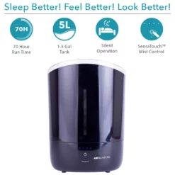 Air Innovations 1.33 Gal. Cool Mist Top Fill Humidifier for Large Rooms Up to 400 sq. ft. 14 Air Innovations 1.33 Gal. Cool Mist Top Fill Humidifier for Large Rooms Up to 400 sq. ft. -Air Quality Shop blacks air innovations humidifiers humid36 black 4f 1000
