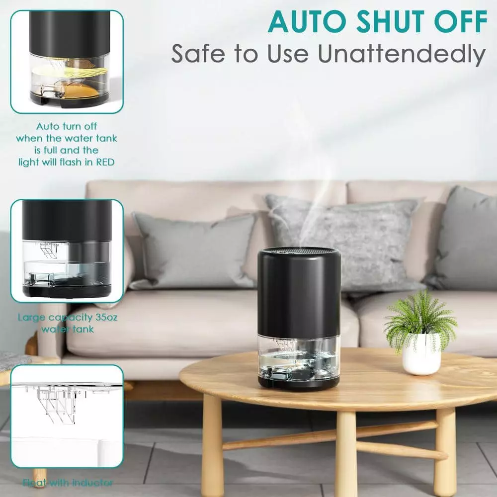 Panergy 35oz, 1-Pint Removed per Day, with Bucket and LED Lights, Quiet and Portable Black Dehumidifier 5 Panergy 35oz, 1-Pint Removed per Day, with Bucket and LED Lights, Quiet and Portable Black Dehumidifier - Image 3