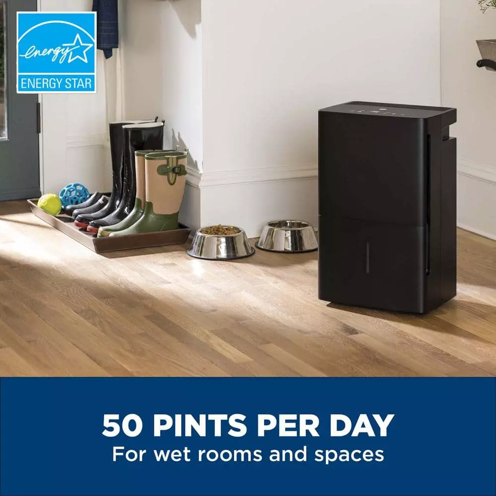 50 pt. Dehumidifier for Basement, Garage or Wet Rooms up to 4500 sq. ft. in Black, Three Fan Speeds, ENERGY STAR 4 50 pt. Dehumidifier for Basement, Garage or Wet Rooms up to 4500 sq. ft. in Black, Three Fan Speeds, ENERGY STAR - Image 2