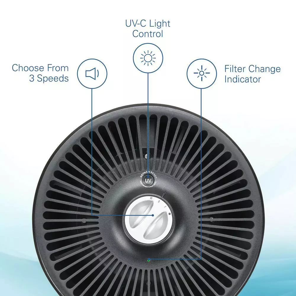 GermGuardian 360° 4-in-1 Air Purifier with HEPA Filter, UV Sanitizer for Medium Rooms up to 150 Sq. Ft., Black 4 GermGuardian 360° 4-in-1 Air Purifier with HEPA Filter, UV Sanitizer for Medium Rooms up to 150 Sq. Ft., Black - Image 2