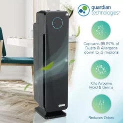 GermGuardian Elite 4-in-1, 3 Speed Air Purifier with True HEPA filter, UV Sanitizer for Medium Rooms up to 167 Sq. Ft., Black 15 GermGuardian Elite 4-in-1, 3 Speed Air Purifier with True HEPA filter, UV Sanitizer for Medium Rooms up to 167 Sq. Ft., Black -Air Quality Shop blacks germguardian air purifiers ac5300b 44 1000