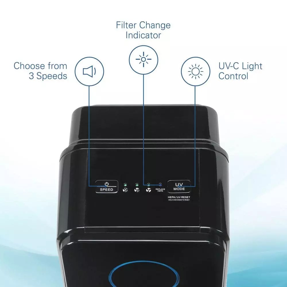 GermGuardian Elite 4-in-1, 3 Speed Air Purifier with True HEPA filter, UV Sanitizer for Medium Rooms up to 167 Sq. Ft., Black 4 GermGuardian Elite 4-in-1, 3 Speed Air Purifier with True HEPA filter, UV Sanitizer for Medium Rooms up to 167 Sq. Ft., Black - Image 2