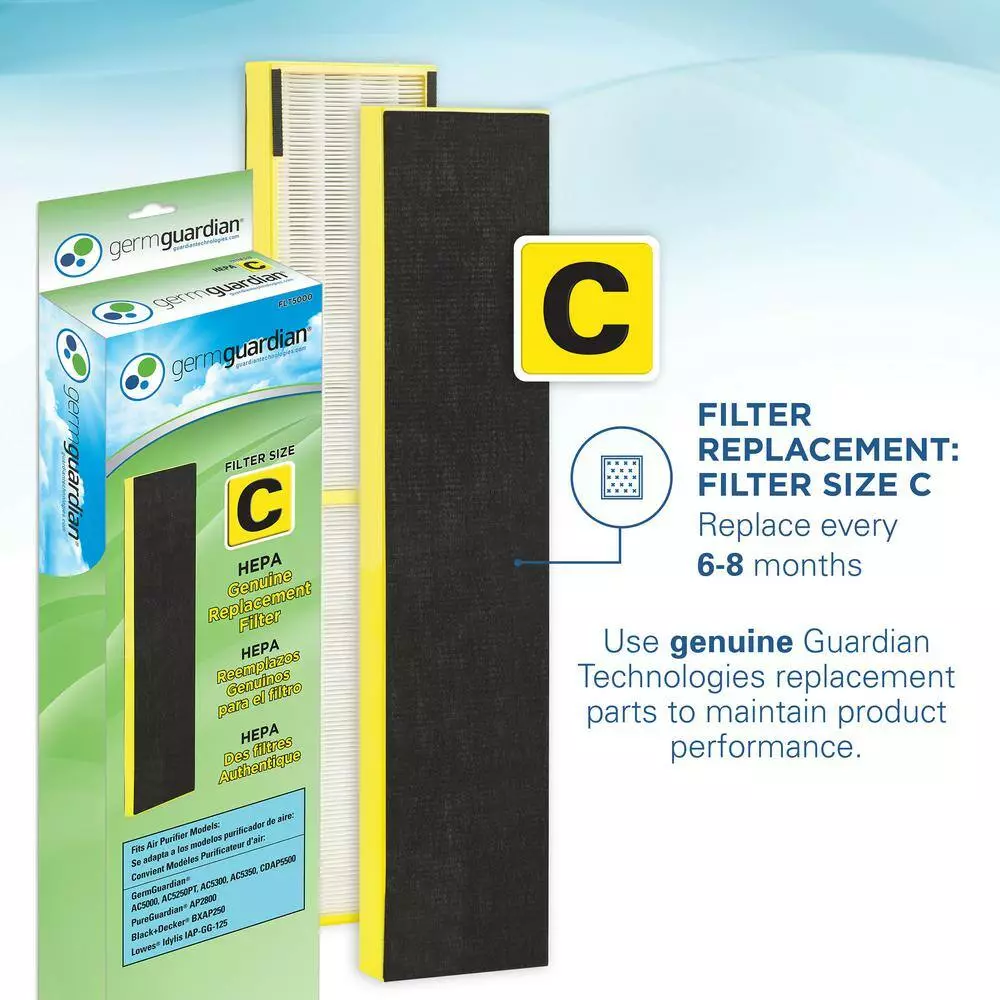 GermGuardian Elite 4-in-1, 3 Speed Air Purifier with True HEPA filter, UV Sanitizer for Medium Rooms up to 167 Sq. Ft., Black 9 GermGuardian Elite 4-in-1, 3 Speed Air Purifier with True HEPA filter, UV Sanitizer for Medium Rooms up to 167 Sq. Ft., Black - Image 7