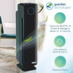 GermGuardian Elite 4-in-1, 5 Speed Air Purifier with True HEPA filter, UV Sanitizer for Medium Rooms up to 167 Sq. Ft. Black -Air Quality Shop blacks germguardian air purifiers ac5350b 44 1000