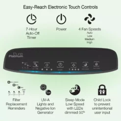 Lasko Pure Platinum Slim Profile Air Purifier with HEPA-Type Filtration and Auto Clean 18 Lasko Pure Platinum Slim Profile Air Purifier with HEPA-Type Filtration and Auto Clean -Air Quality Shop blacks lasko air purifiers hf25630 1d 1000 1