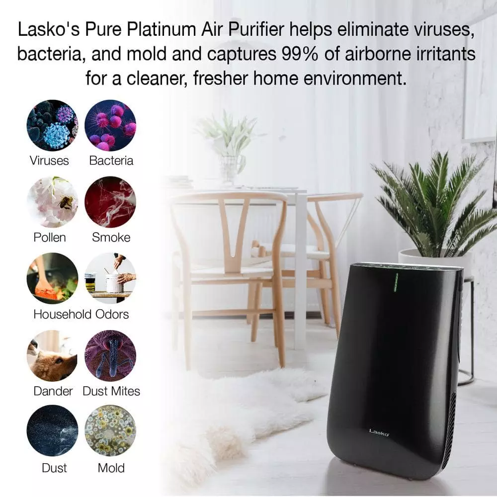 Lasko Pure Platinum Slim Profile Air Purifier with HEPA-Type Filtration and Auto Clean 14 Lasko Pure Platinum Slim Profile Air Purifier with HEPA-Type Filtration and Auto Clean - Image 12