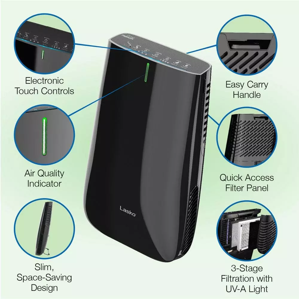 Lasko Pure Platinum Slim Profile Air Purifier with HEPA-Type Filtration and Auto Clean 6 Lasko Pure Platinum Slim Profile Air Purifier with HEPA-Type Filtration and Auto Clean - Image 4