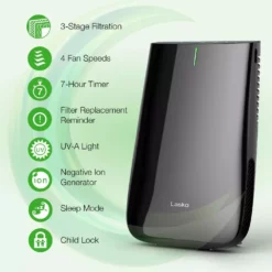 Lasko Pure Platinum Slim Profile Air Purifier with HEPA-Type Filtration and Auto Clean 15 Lasko Pure Platinum Slim Profile Air Purifier with HEPA-Type Filtration and Auto Clean -Air Quality Shop blacks lasko air purifiers hf25630 e1 1000 1
