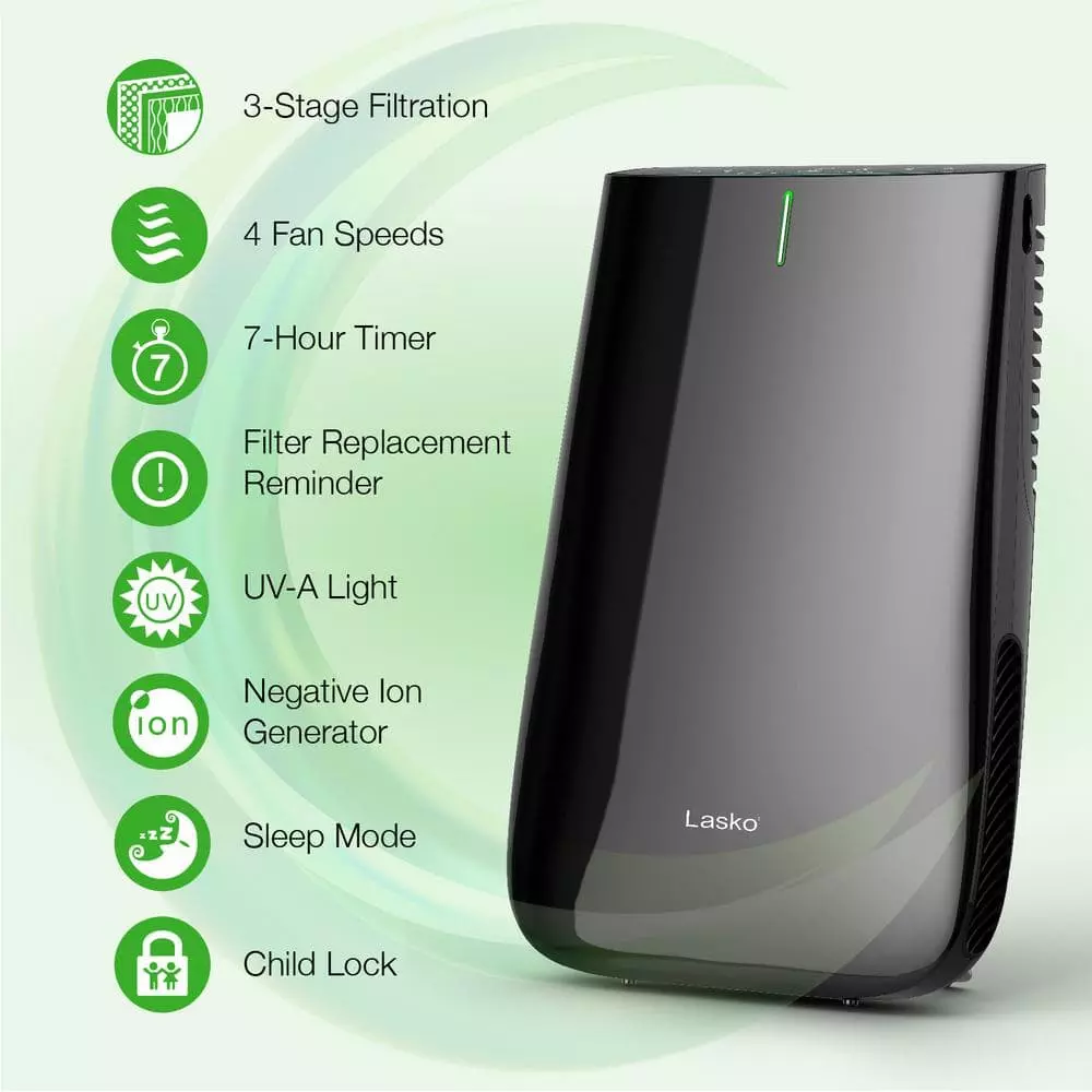 Lasko Pure Platinum Slim Profile Air Purifier with HEPA-Type Filtration and Auto Clean 4 Lasko Pure Platinum Slim Profile Air Purifier with HEPA-Type Filtration and Auto Clean - Image 2