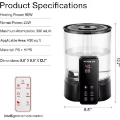 VIVOSUN 1.58 Gallon Cool and Warm Mist Ultrasonic Humidifier with Essential Oil Box and Remote Control up to 430 sq. ft. 15 VIVOSUN 1.58 Gallon Cool and Warm Mist Ultrasonic Humidifier with Essential Oil Box and Remote Control up to 430 sq. ft. -Air Quality Shop blacks vivosun humidifiers wal hd 2113 76 1000