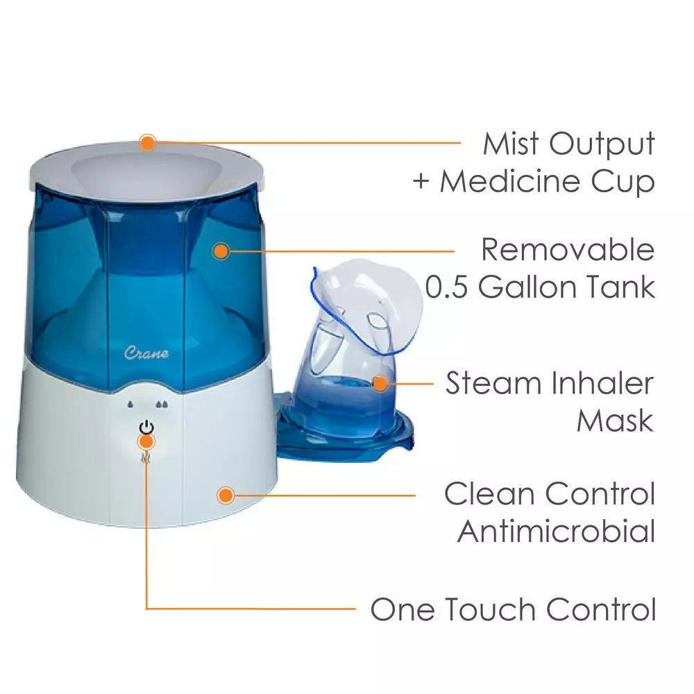 Crane 0.5 Gal. 2-in-1 Warm Mist Humidifier & Personal Steam Inhaler for Small to Medium Rooms up to 250 sq. ft. 4 Crane 0.5 Gal. 2-in-1 Warm Mist Humidifier & Personal Steam Inhaler for Small to Medium Rooms up to 250 sq. ft. - Image 2