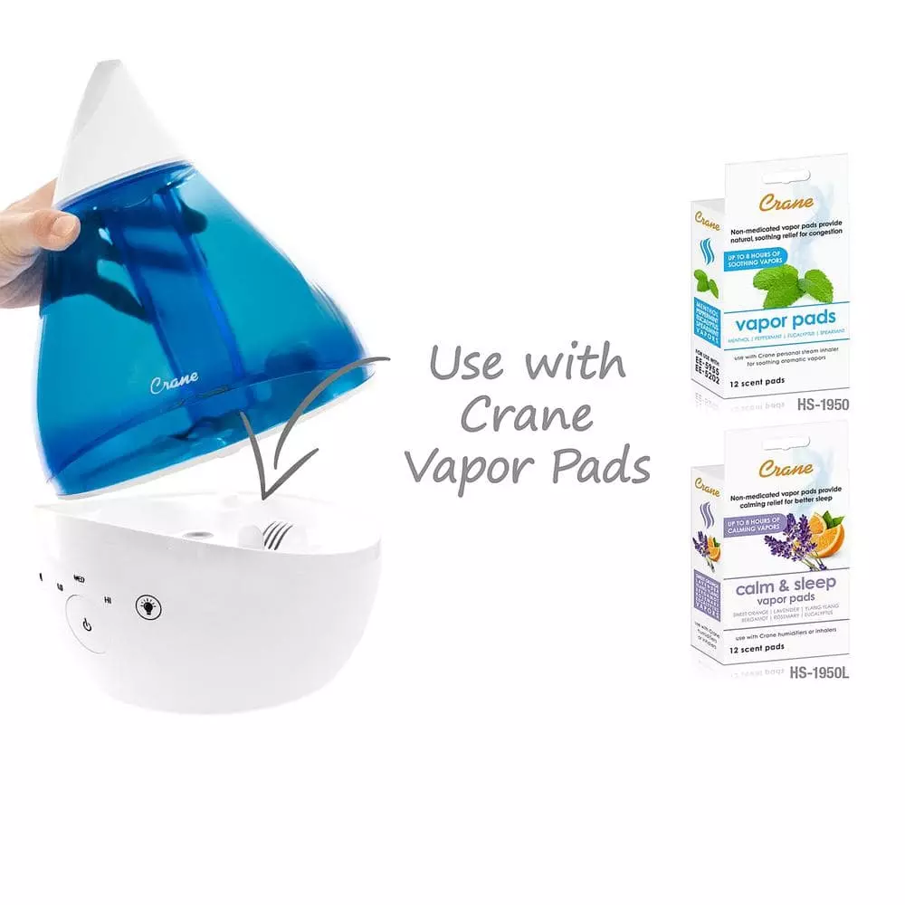 Crane 1 Gal. Top Fill Drop Cool Mist Humidifier with Sound Machine for Medium to Large Rooms up to 500 sq. ft. - Blue/White 6 Crane 1 Gal. Top Fill Drop Cool Mist Humidifier with Sound Machine for Medium to Large Rooms up to 500 sq. ft. - Blue/White - Image 4