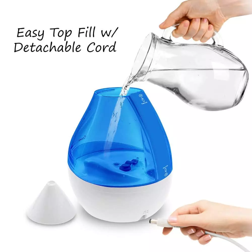 Crane 1 Gal. Top Fill Drop Cool Mist Humidifier with Sound Machine for Medium to Large Rooms up to 500 sq. ft. - Blue/White 4 Crane 1 Gal. Top Fill Drop Cool Mist Humidifier with Sound Machine for Medium to Large Rooms up to 500 sq. ft. - Blue/White - Image 2