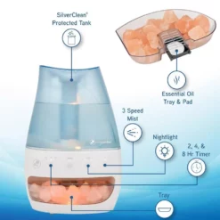 Unbranded 1 Gal. 190 sq. ft. Cool Mist Ultrasonic Humidifier and Salt Lamp with Aromatherapy Tray 18 Unbranded 1 Gal. 190 sq. ft. Cool Mist Ultrasonic Humidifier and Salt Lamp with Aromatherapy Tray -Air Quality Shop blues humidifiers h1339 1d 1000