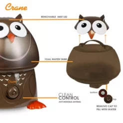 Crane 1 Gal. Adorable Ultrasonic Cool Mist Humidifier for Medium to Large Rooms up to 500 sq. ft. - Owl -Air Quality Shop browns tans crane humidifiers ee 8189 c3 1000