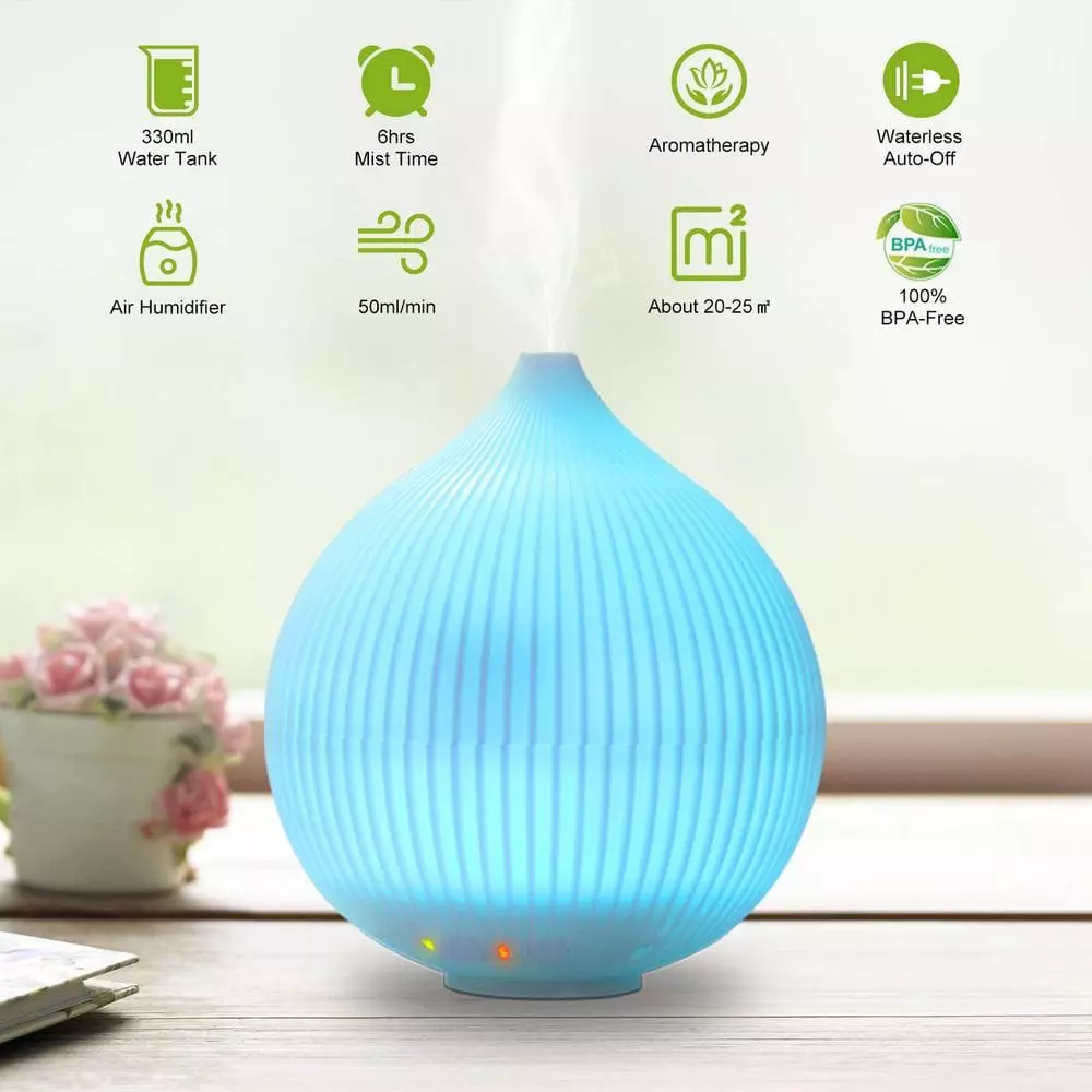 Tatahance 330ml White Aroma Diffuser Cool Mist Humidifier with 7 Color LED Lights 4 Tatahance 330ml White Aroma Diffuser Cool Mist Humidifier with 7 Color LED Lights - Image 2