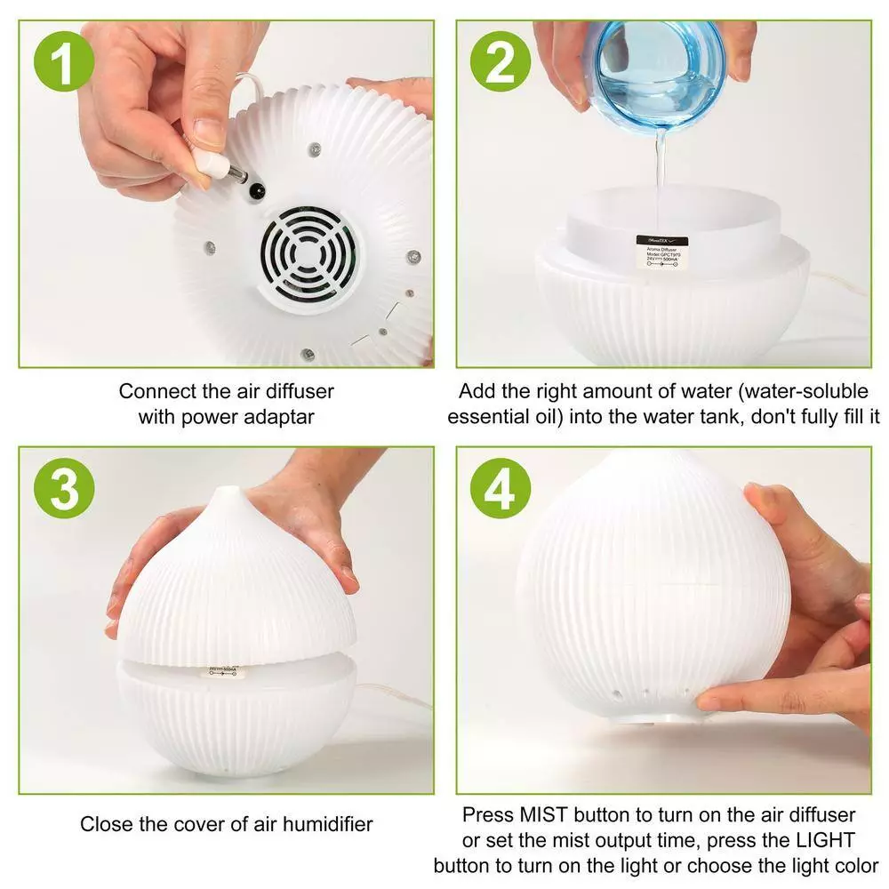 Tatahance 330ml White Aroma Diffuser Cool Mist Humidifier with 7 Color LED Lights 7 Tatahance 330ml White Aroma Diffuser Cool Mist Humidifier with 7 Color LED Lights - Image 5