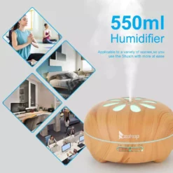 Tatahance 550ml Brown Aroma Diffuser Cool Mist Humidifier with White Remote Controller Colorful Light -Air Quality Shop browns tans humidifiers d0102heb4qw z fa 1000