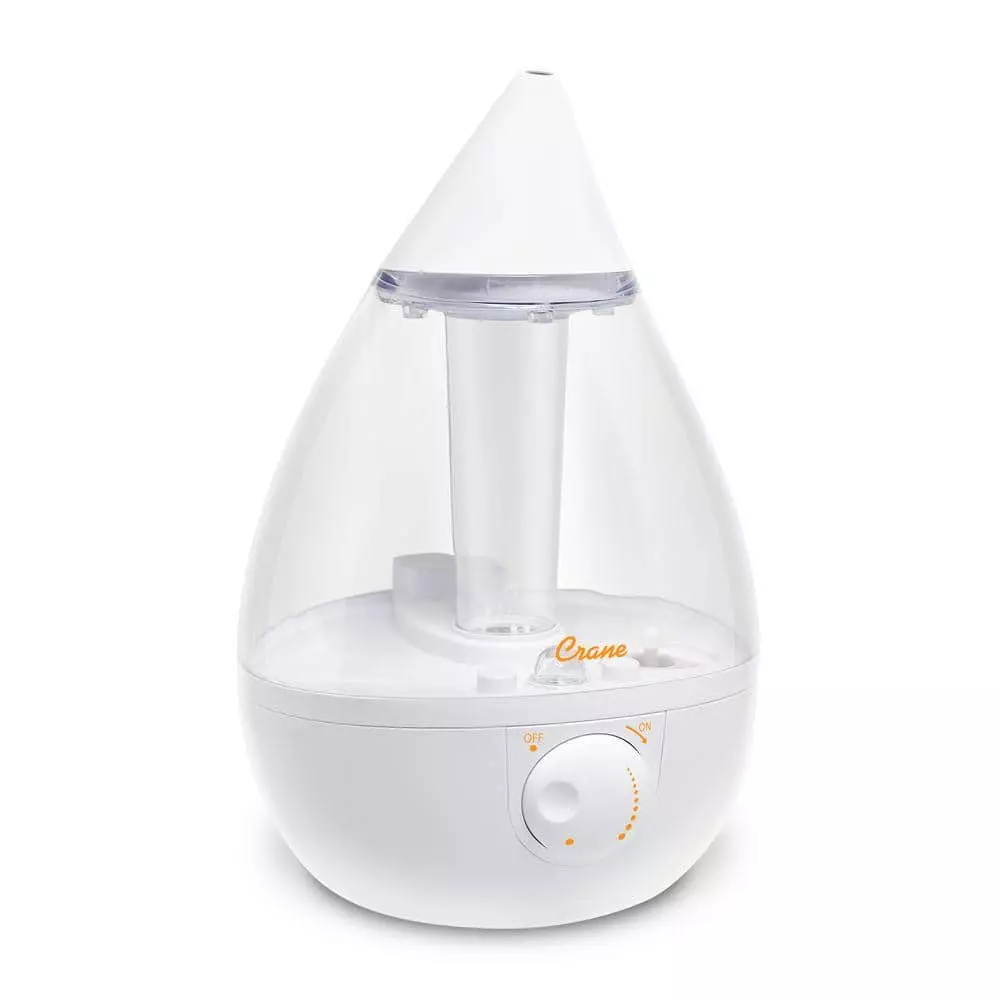 Crane 1 Gal. Drop Ultrasonic Cool Mist Humidifier for Medium to Large Rooms up to 500 sq. ft. - Clear/White 3 Crane 1 Gal. Drop Ultrasonic Cool Mist Humidifier for Medium to Large Rooms up to 500 sq. ft. - Clear/White