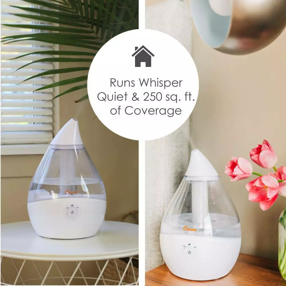 Crane 0.5 Gal. Droplet Ultrasonic Cool Mist Humidifier for Small to Medium Rooms up to 250 sq. ft. - Clear/White 7 Crane 0.5 Gal. Droplet Ultrasonic Cool Mist Humidifier for Small to Medium Rooms up to 250 sq. ft. - Clear/White - Image 5