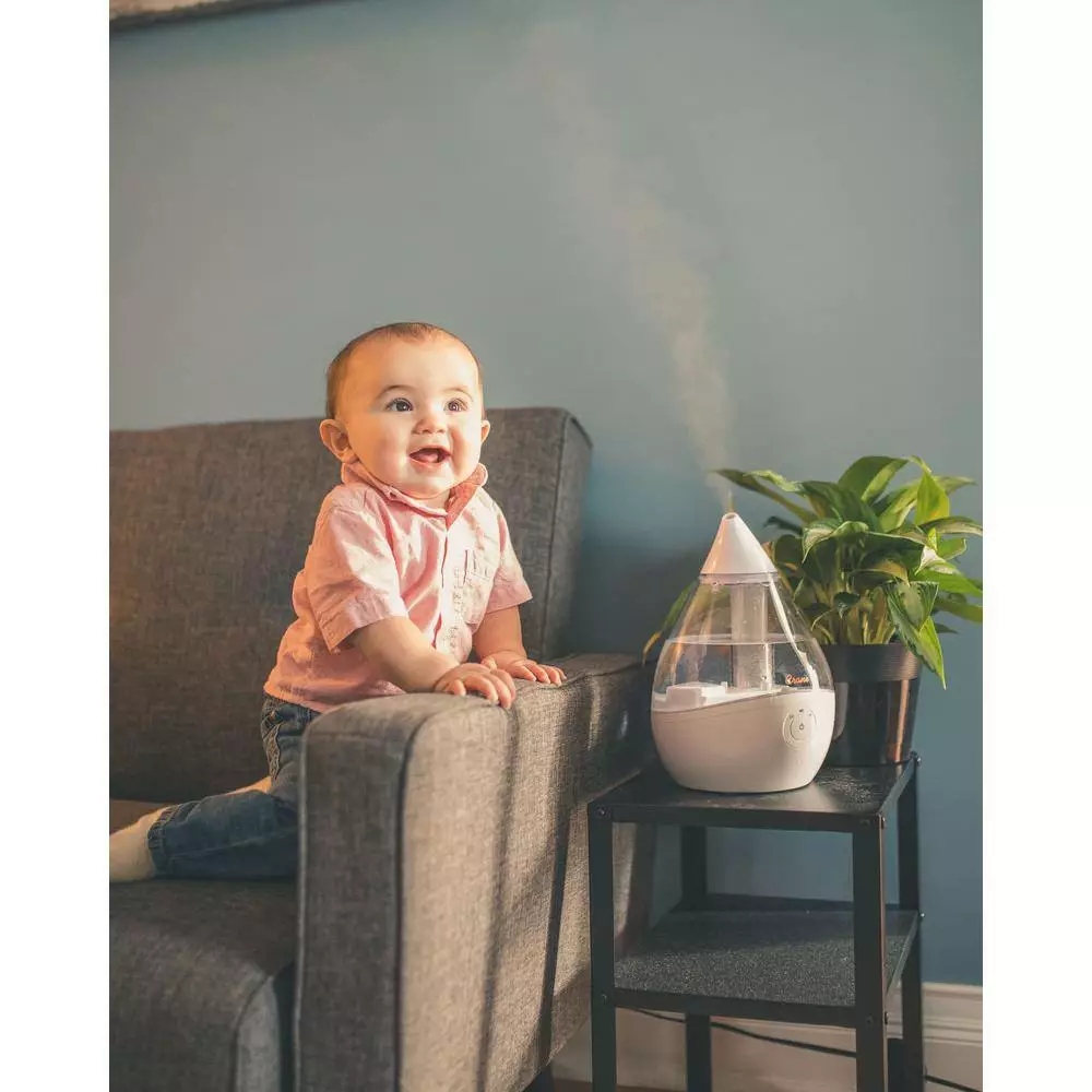 Crane 0.5 Gal. Droplet Ultrasonic Cool Mist Humidifier for Small to Medium Rooms up to 250 sq. ft. - Clear/White 9 Crane 0.5 Gal. Droplet Ultrasonic Cool Mist Humidifier for Small to Medium Rooms up to 250 sq. ft. - Clear/White - Image 7