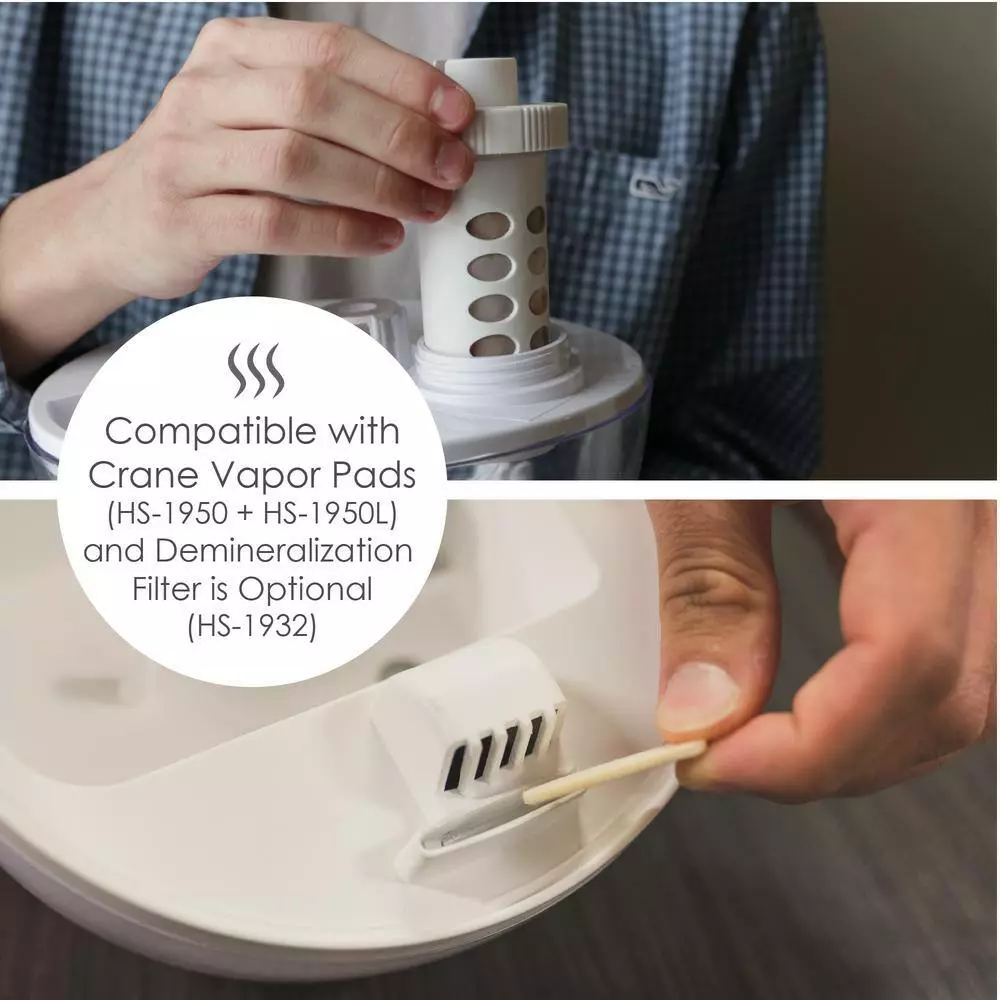 Crane 0.5 Gal. Droplet Ultrasonic Cool Mist Humidifier for Small to Medium Rooms up to 250 sq. ft. - Clear/White 8 Crane 0.5 Gal. Droplet Ultrasonic Cool Mist Humidifier for Small to Medium Rooms up to 250 sq. ft. - Clear/White - Image 6