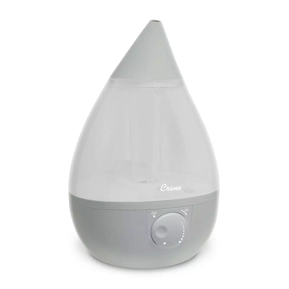 Crane 1 Gal. Drop Ultrasonic Cool Mist Humidifier for Medium to Large Rooms up to 500 sq. ft. - Grey 3 Crane 1 Gal. Drop Ultrasonic Cool Mist Humidifier for Medium to Large Rooms up to 500 sq. ft. - Grey