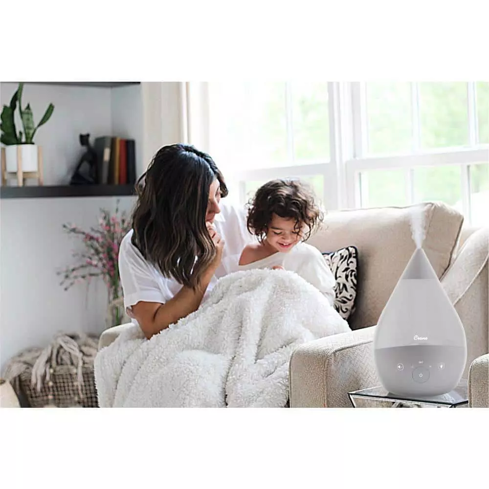 Crane 1 Gal. Top Fill Drop Cool Mist Humidifier with Sound Machine for Medium to Large Rooms up to 500 sq. ft. - Grey 4 Crane 1 Gal. Top Fill Drop Cool Mist Humidifier with Sound Machine for Medium to Large Rooms up to 500 sq. ft. - Grey - Image 2