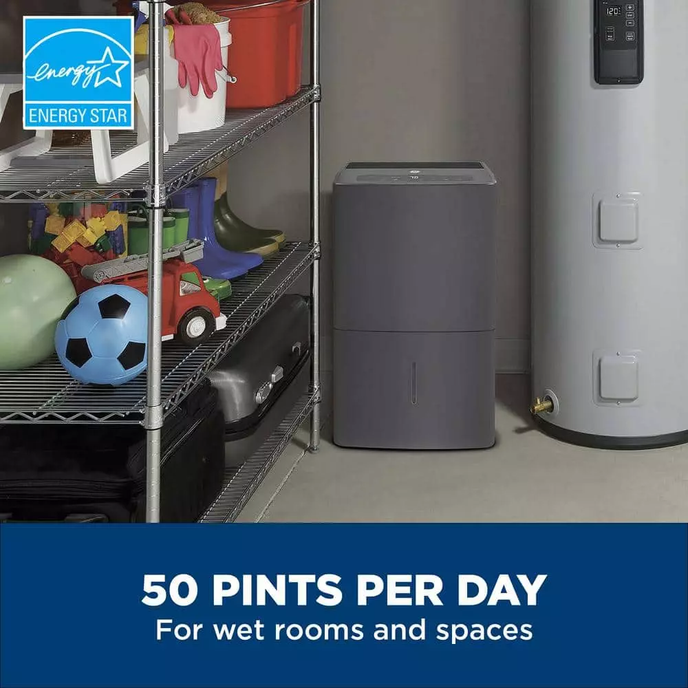 50 pt. Dehumidifier with Built-in Pump for Basement, Garage or Wet Rooms up to 4500 sq. ft. in Grey, ENERGY STAR 4 50 pt. Dehumidifier with Built-in Pump for Basement, Garage or Wet Rooms up to 4500 sq. ft. in Grey, ENERGY STAR - Image 3