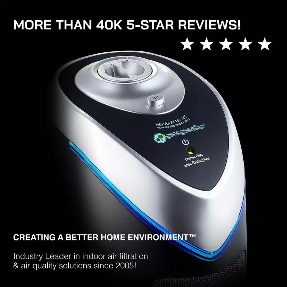 GermGuardian 4-in-1 True HEPA Air Purifier with UV Sanitizer and Odor Reduction, 22 in. Tower 9 GermGuardian 4-in-1 True HEPA Air Purifier with UV Sanitizer and Odor Reduction, 22 in. Tower - Image 7