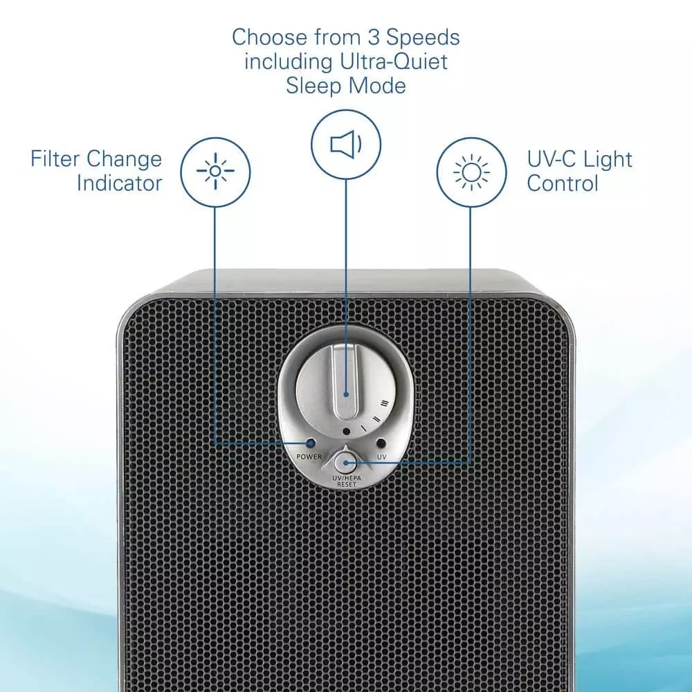 GermGuardian 22 in. 4-in-1 Air Purifier with True HEPA filter for Medium Rooms up to 150 Sq Ft, Grey 4 GermGuardian 22 in. 4-in-1 Air Purifier with True HEPA filter for Medium Rooms up to 150 Sq Ft, Grey - Image 2