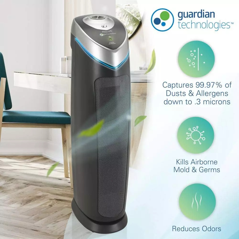 GermGuardian 28 in. 4-in-1 Air Purifier with True HEPA filter for Medium Rooms up to 179 Sq Ft, Black 8 GermGuardian 28 in. 4-in-1 Air Purifier with True HEPA filter for Medium Rooms up to 179 Sq Ft, Black - Image 6