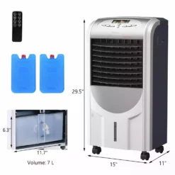 Gymax Air Cooler Heater Portable Evaporative Air Conditioner Fan Filter Humidifier -Air Quality Shop grays humidifiers gym07008 c3 1000