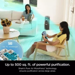 Shark Air Purifier 3-in-1 with True HEPA Filter (500 sq. ft.) HC452 -Air Quality Shop grays shark air purifiers hc452 fa 1000