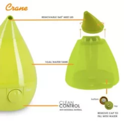 Crane 1 Gal. Drop Ultrasonic Cool Mist Humidifier for Medium to Large Rooms up to 500 sq. ft. - Green 13 Crane 1 Gal. Drop Ultrasonic Cool Mist Humidifier for Medium to Large Rooms up to 500 sq. ft. - Green -Air Quality Shop greens crane humidifiers ee 5301g 66 1000