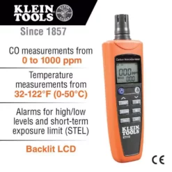 Klein Tools Carbon Monoxide Tester -Air Quality Shop klein tools air quality testers et110 40 1000