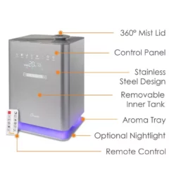 Crane 1.2 Gal. Warm & Cool Mist Top Fill Humidifier with Remote for Medium to Large Rooms up to 500 sq. ft 12 Crane 1.2 Gal. Warm & Cool Mist Top Fill Humidifier with Remote for Medium to Large Rooms up to 500 sq. ft -Air Quality Shop metallics crane humidifiers ee 6913 40 1000