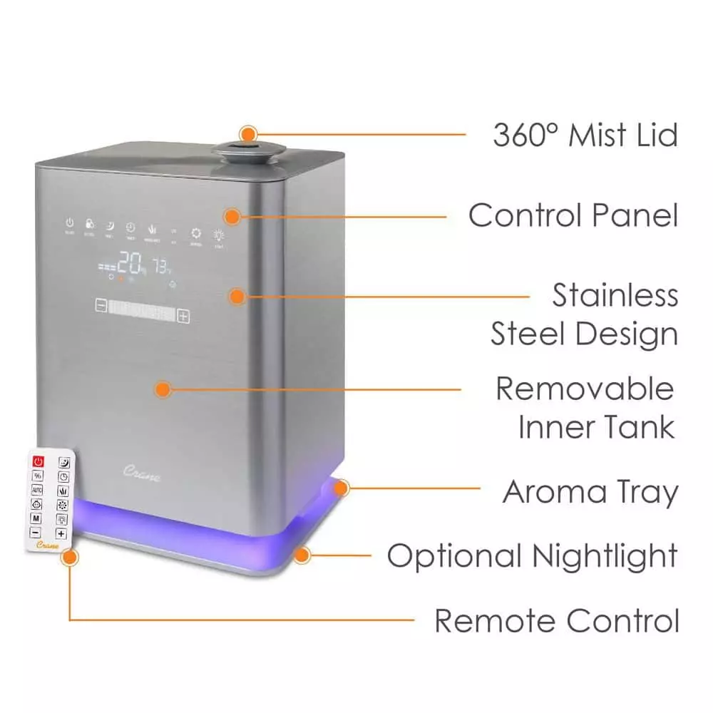 Crane 1.2 Gal. Warm & Cool Mist Top Fill Humidifier with Remote for Medium to Large Rooms up to 500 sq. ft 4 Crane 1.2 Gal. Warm & Cool Mist Top Fill Humidifier with Remote for Medium to Large Rooms up to 500 sq. ft - Image 3