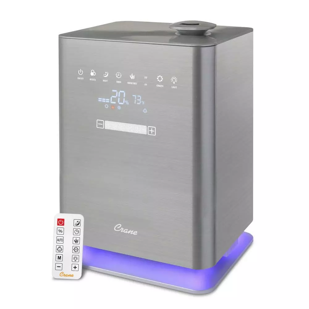 Crane 1.2 Gal. Warm & Cool Mist Top Fill Humidifier with Remote for Medium to Large Rooms up to 500 sq. ft 2 Crane 1.2 Gal. Warm & Cool Mist Top Fill Humidifier with Remote for Medium to Large Rooms up to 500 sq. ft
