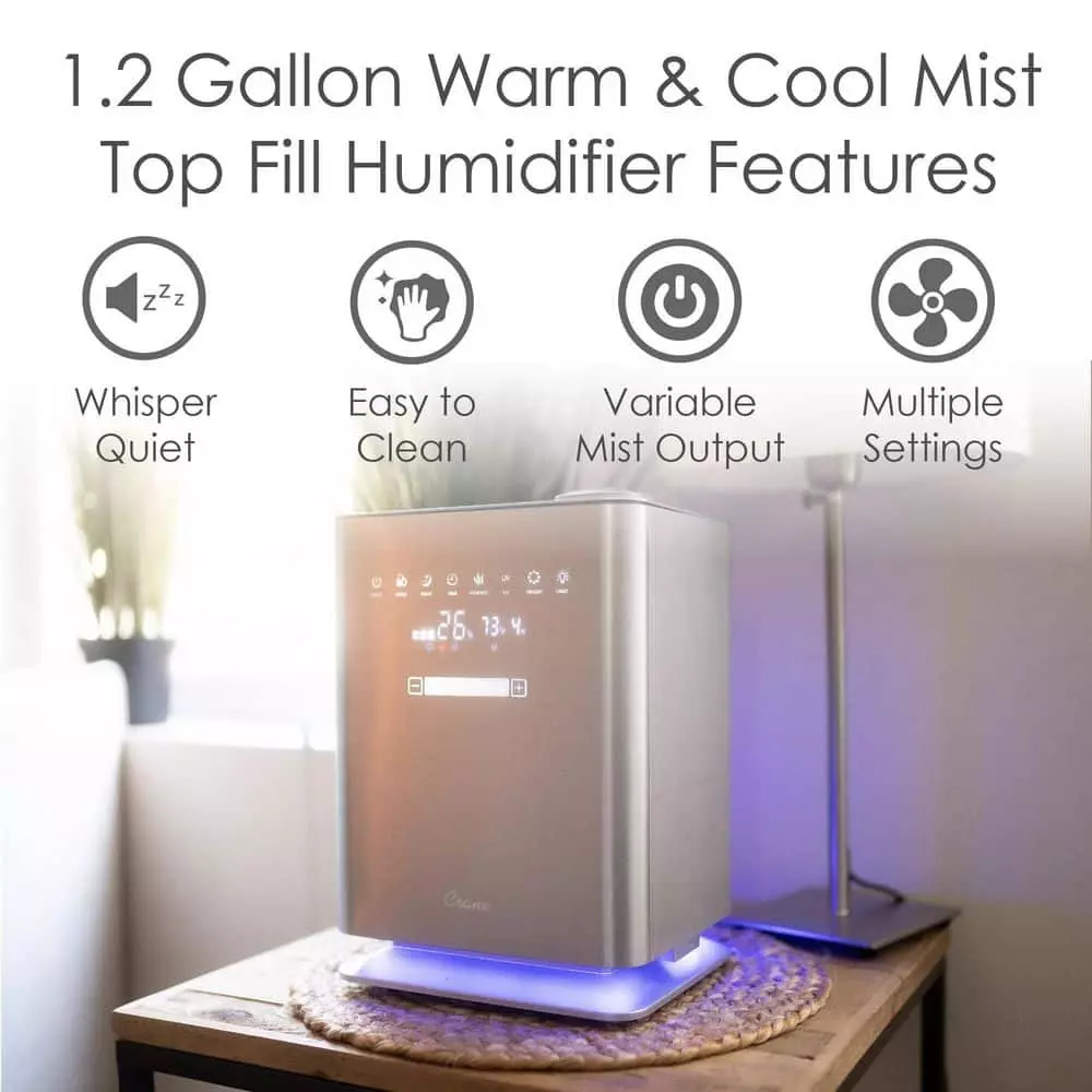 Crane 1.2 Gal. Warm & Cool Mist Top Fill Humidifier with Remote for Medium to Large Rooms up to 500 sq. ft 3 Crane 1.2 Gal. Warm & Cool Mist Top Fill Humidifier with Remote for Medium to Large Rooms up to 500 sq. ft - Image 2