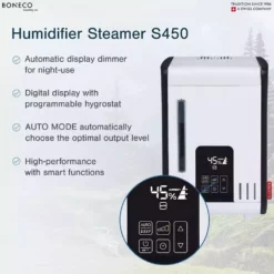 BONECO S450 Large Room Steam Humidifier with Hand Warm Mist and Digital Display -Air Quality Shop multi boneco humidifiers 50241 44 1000
