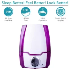 Air Innovations 1.37 Gal. Cool Mist Digital Humidifier for Large Rooms up to 400 sq. ft 14 Air Innovations 1.37 Gal. Cool Mist Digital Humidifier for Large Rooms up to 400 sq. ft -Air Quality Shop purples lavenders air innovations humidifiers humid06 purple 4f 1000 1
