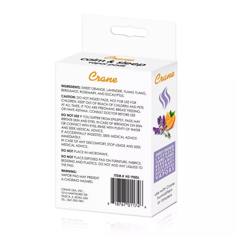 Crane Universal Vapor Pads for Droplets (EE-5302), Warm Mist (EE-5202) and Corded Inhaler (EE-5955) - Lavender Orange 5 Crane Universal Vapor Pads for Droplets (EE-5302), Warm Mist (EE-5202) and Corded Inhaler (EE-5955) - Lavender Orange - Image 3