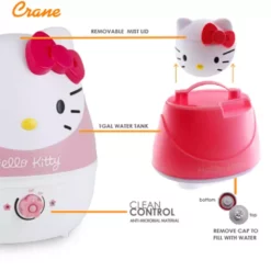 Crane 1 Gal. Adorable Ultrasonic Cool Mist Humidifier for Medium to Large Rooms up to 500 sq. ft. - Hello Kitty 21 Crane 1 Gal. Adorable Ultrasonic Cool Mist Humidifier for Medium to Large Rooms up to 500 sq. ft. - Hello Kitty -Air Quality Shop reds pinks crane humidifiers ee 4109 4f 1000