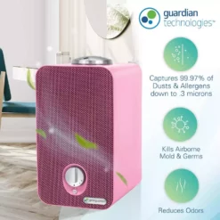 GermGuardian 4-in-1 Tabletop Nighttime Projector Air Purifier with HEPA filter for Small Rooms, Pink -Air Quality Shop reds pinks germguardian air purifiers ac4150pca 44 1000