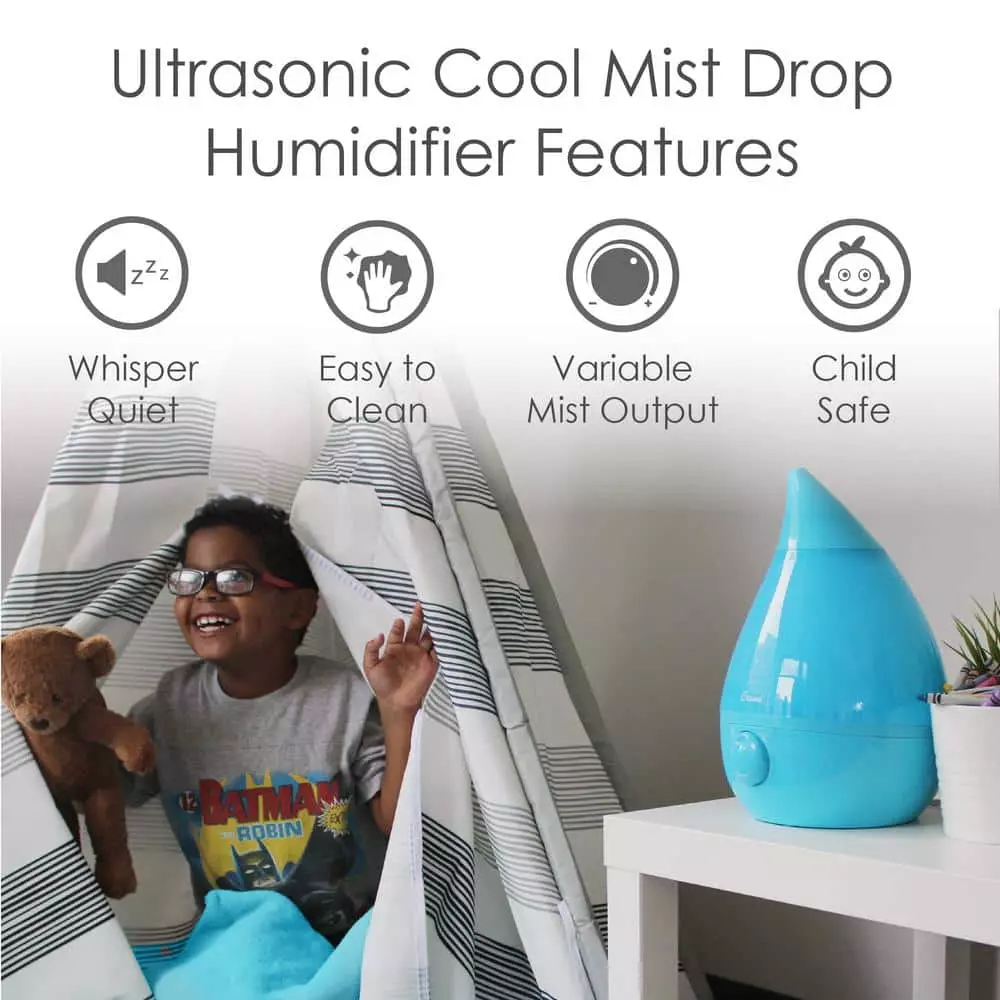 Crane 1 Gal. Drop Ultrasonic Cool Mist Humidifier for Medium to Large Rooms up to 500 sq. ft. - Aqua 7 Crane 1 Gal. Drop Ultrasonic Cool Mist Humidifier for Medium to Large Rooms up to 500 sq. ft. - Aqua - Image 5