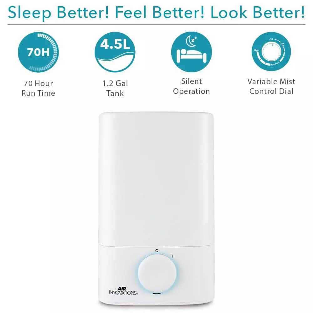 Air Innovations 1.2 Gal. Medium Cool Mist Ultrasonic Humidifier for Rooms 6 Air Innovations 1.2 Gal. Medium Cool Mist Ultrasonic Humidifier for Rooms - Image 4