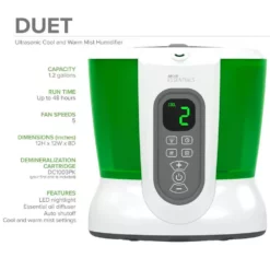 AIRCARE ESSENTIALS DUET 1.2 Gal. Ultrasonic Humidifier for 700 sq. ft. 13 AIRCARE ESSENTIALS DUET 1.2 Gal. Ultrasonic Humidifier for 700 sq. ft. -Air Quality Shop whites aircare essentials humidifiers du519dwht ec 1d 1000