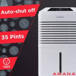 Amana 35 pt. Portable Dehumidifier with Adjustable Humidistat, Auto Shut-Off, 24-Hour Timer for Bathrooms, Basements, Bedrooms -Air Quality Shop whites amana dehumidifiers amad351bw a0 1000